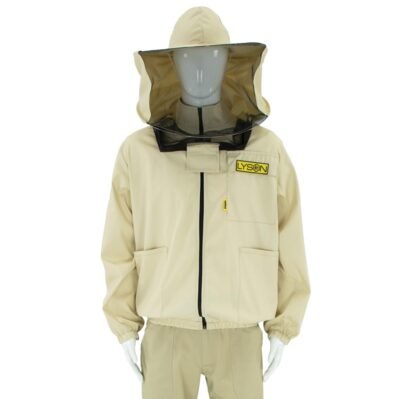 LYSON Imkerjacke mit abnehmbarem Hut, Imkerbluse mit Schleier, Schutzhemd für Imker Beekeeping Jacket Schutz gegen Bienen Insekten Imkerbekleidung Grösse XXXL Imkereibedarf Imkerzubehör