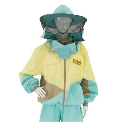 LYSON Imkerjacke mit Hut, Imkerjacke mit Reißverschluss, Schutzjacke, Imkerjacke mit Rundschleier, Imkerbluse, Imkereibedarf, Schutz vor Mücken Imkerbekleidung sportlicher Style – Modell 1 Größe XS