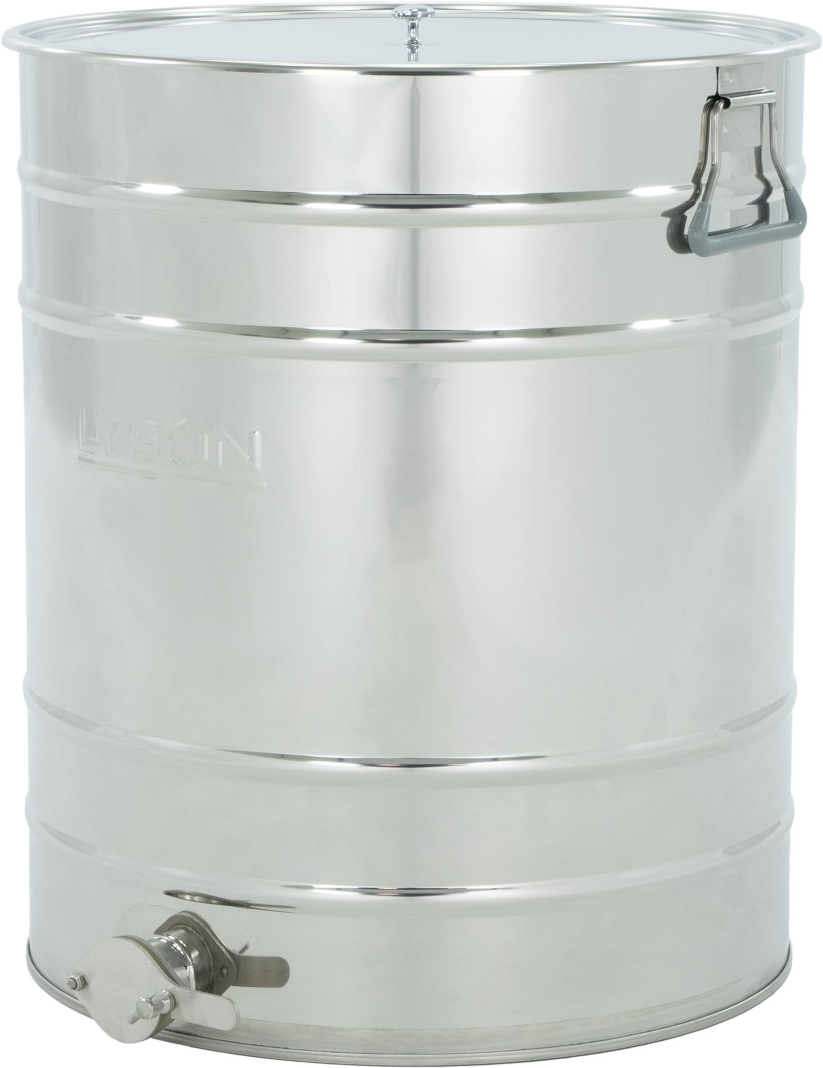 LYSON Abfüllbehälter 100l (ca. 140 kg) für Honig Abfülleimer mit rostfreiem Quetschhahn Edelstahl 6/4" Absetzbehälter zum Honigaufbewaren Abfüllkübel mit Deckel und Griffen - Image 2