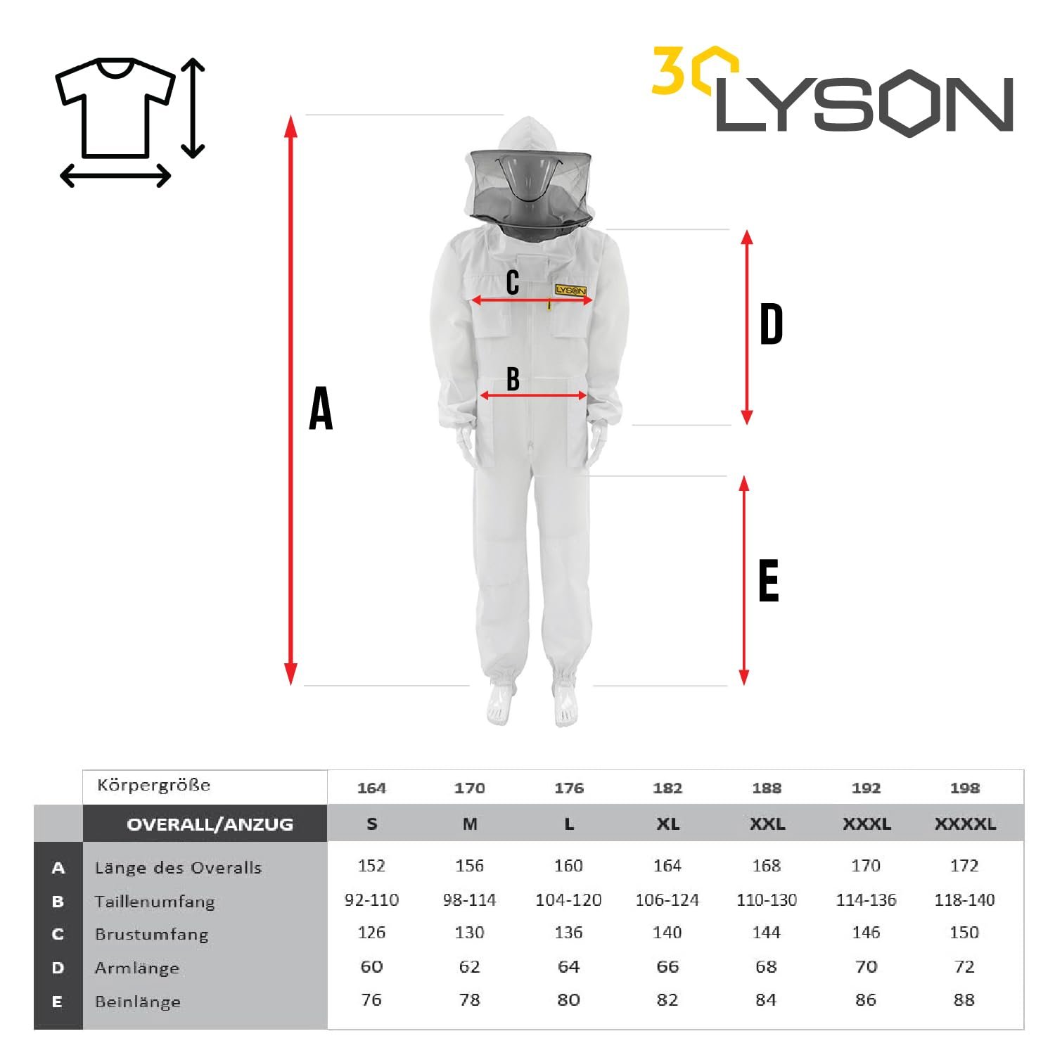 LYSON Imkeranzug aus Mesh und Baumwolle Imkeroverall mit abnehmbarem Hut belüftet Imkerbekleidung, Imkerjacke mit Reißverschluss Grösse XXL - Image 5
