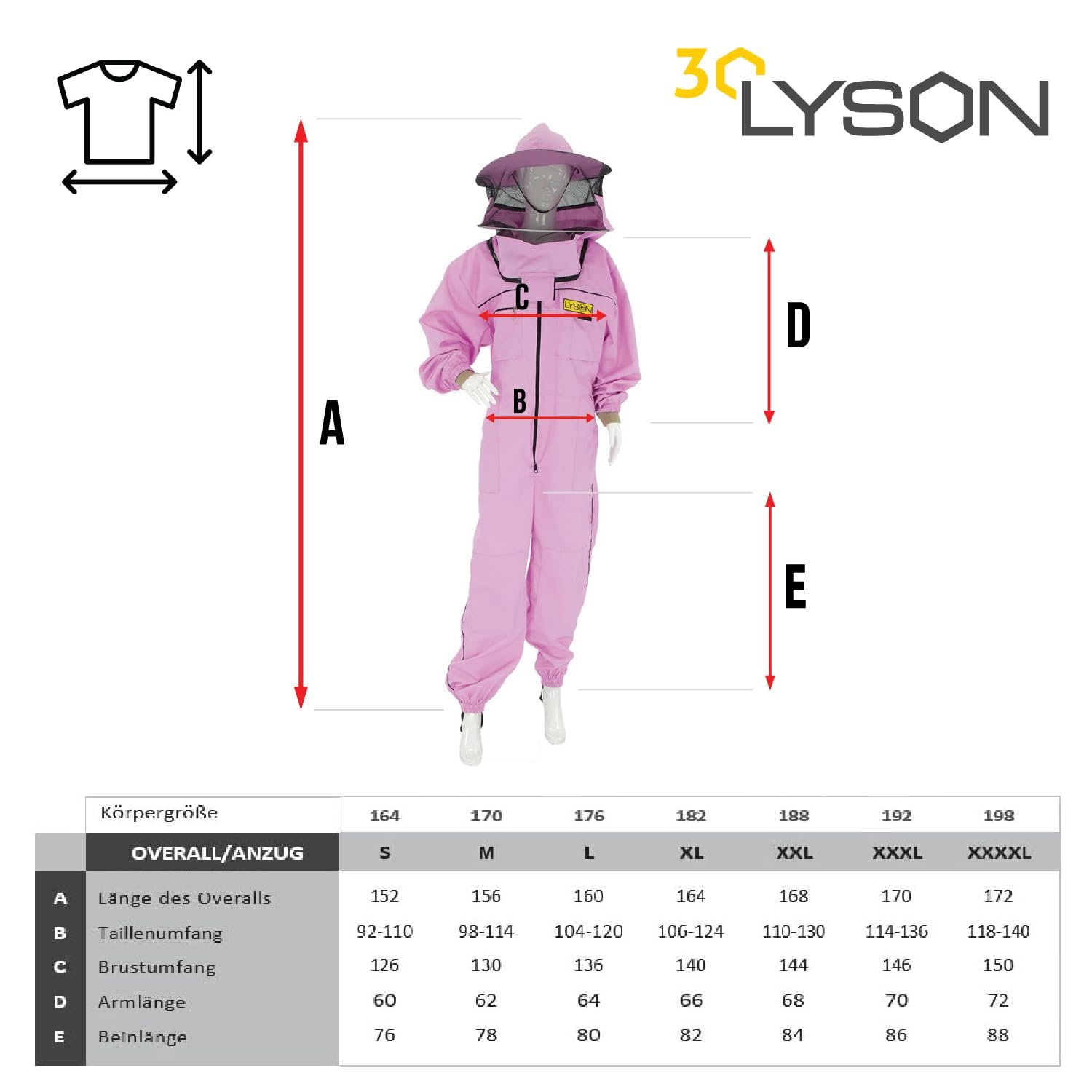 LYSON Imkeranzug mit Schleier, Bündchen an den Ärmeln und Beinen Imkeroverall Professionelle Imkerbekleidung mit abnehmbarem Hut, abnehmbarer Mütze Lilafarbe Grösse XS - Image 5