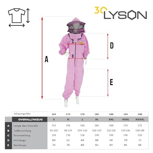 LYSON Imkeranzug mit Schleier, Bündchen an den Ärmeln und Beinen Imkeroverall Professionelle Imkerbekleidung mit abnehmbarem Hut, abnehmbarer Mütze Lilafarbe Grösse XS - Image 7