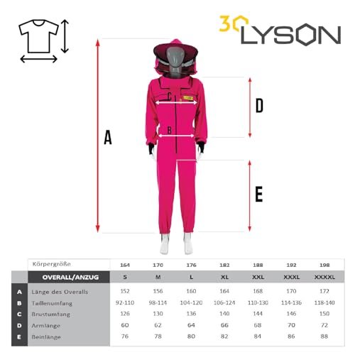 LYSON Imkeranzug mit Schleier, Handstulpen mit Daumenloch Imkeroverall belüftet Professionelle Imkerbekleidung mit abnehmbarem Hut Mütze PREMIUM, Rosa Grösse XL - Image 6