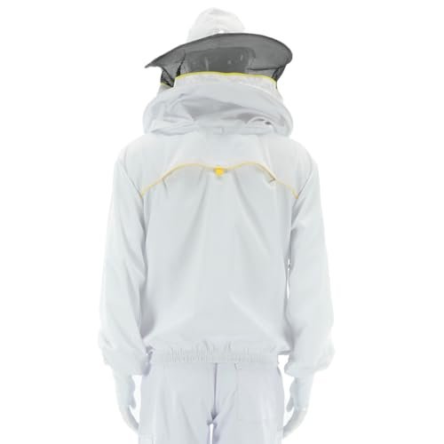 LYSON Imkerbluse mit abnehmbarem Hut/Imkerjacke mit Handstulpen mit Daumenloch Imkerbluse belüftet Professionelle Imkerbekleidung,Imkerjacke mit Reißverschluss PREMIUM (XL, Weiß) - Image 10