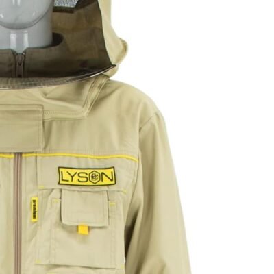 LYSON Imkerbluse mit abnehmbarem Hut/Imkerjacke mit Handstulpen mit Daumenloch Unisex Imkerbluse belüftet Professionelle Imkerbekleidung Imkerjacke mit Reißverschluss PREMIUM (L, Beige) - Image 10