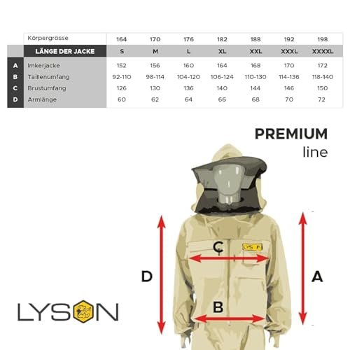 LYSON Imkerbluse mit abnehmbarem Hut/Imkerjacke mit Handstulpen mit Daumenloch Unisex Imkerbluse belüftet Professionelle Imkerbekleidung Imkerjacke mit Reißverschluss PREMIUM (L, Beige) - Image 7