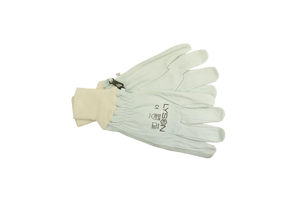 LYSON Imkerhandschuhe Kurze Handschuhe Imkerhandschuhe Leder Imkereibedarf Stichfeste Bienen Imker Imkerei Zubehör Gartenhandschuhe Weiß Größe M - Image 2