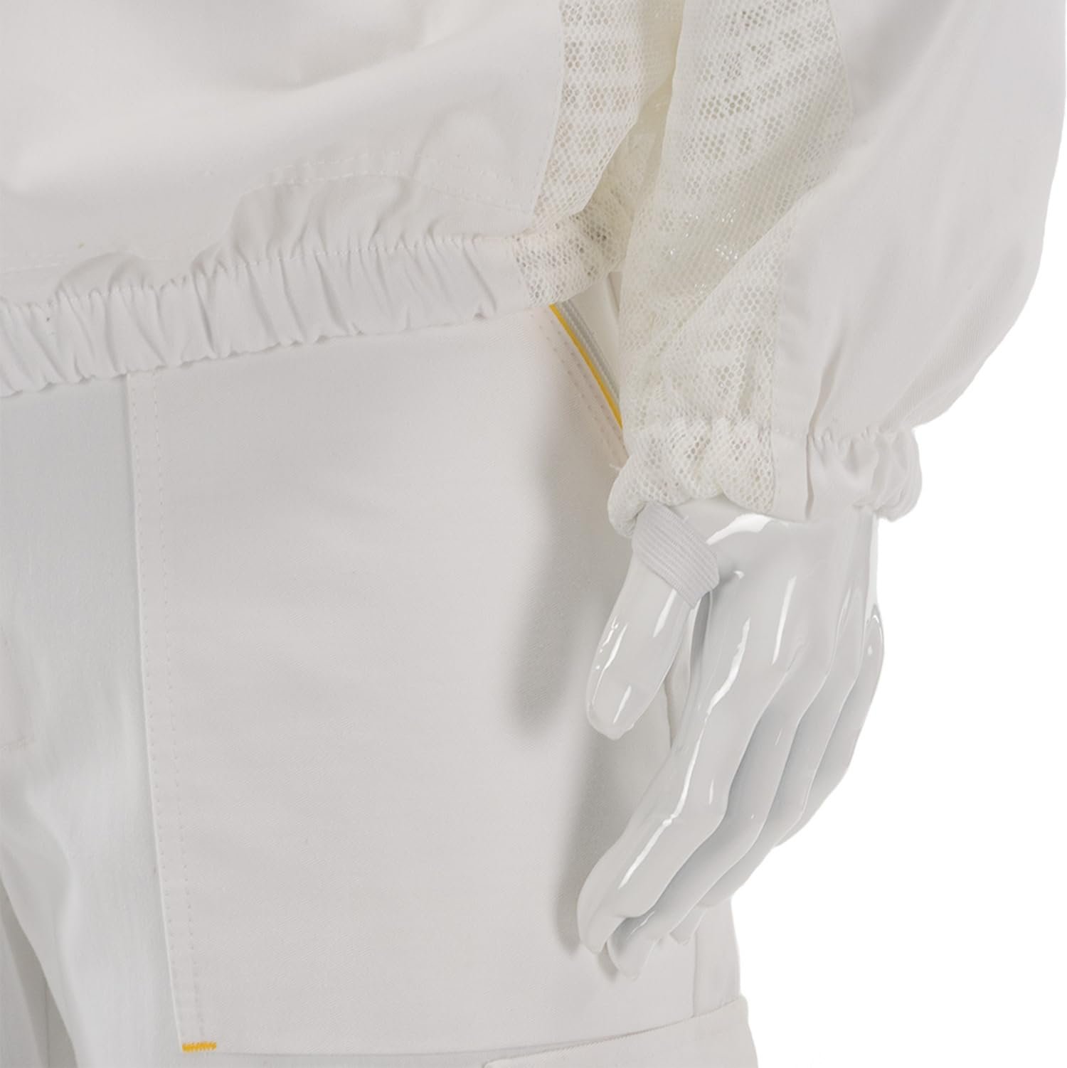 LYSON Imkerjacke Imkerbluse mit Hut Professionelle Imkerbekleidung Imkerbekleidung aus Mesh und Baumwolle Imkerjacke mit Reißverschluss Schutzjacke Imkerei Bienen Weiß Größe S - Image 2