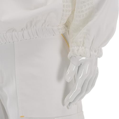LYSON Imkerjacke Imkerbluse mit Hut Professionelle Imkerbekleidung Imkerbekleidung aus Mesh und Baumwolle Imkerjacke mit Reißverschluss Schutzjacke Imkerei Bienen Weiß Größe XXXXL - Image 3