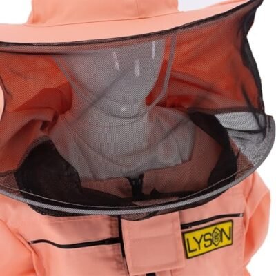 LYSON Kinderanzug mit abnehmbaren Hut Kinderoverall mit Schleier Kinderimkeranzug Schutzkleidung für Kinder, Imker Anzug Imkeranzug Schutz vor Bienen Lachsfarbe Grösse 116 - Image 10