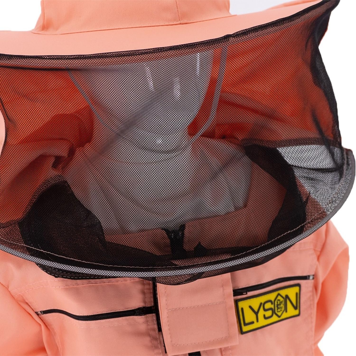 LYSON Kinderanzug mit abnehmbaren Hut Kinderoverall mit Schleier Kinderimkeranzug Schutzkleidung für Kinder, Imker Anzug Imkeranzug Schutz vor Bienen Lachsfarbe Grösse 158 - Image 8