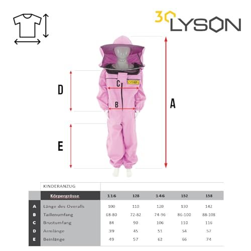 LYSON Kinderanzug mit abnehmbaren Hut Kinderoverall mit Schleier Kinderimkeranzug Schutzkleidung für Kinder, Imker Anzug Imkeranzug Schutz vor Bienen Lilafarbe Grösse 146 - Image 6
