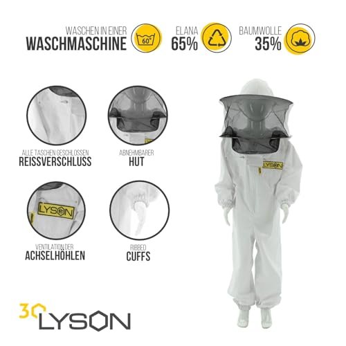 LYSON Kinderanzug mit abnehmbaren Hut Kinderoverall mit Schleier Schutzkleidung für Kinder, Imker Anzug Imkeranzug Schutz vor Bienen 128 - Image 2